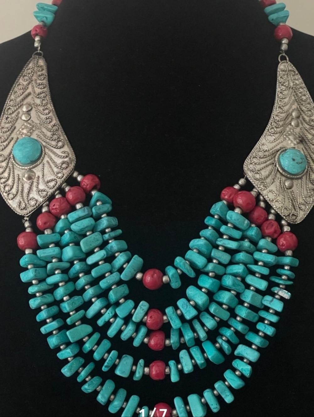 vntage- M. Haskell  Multi-Strand Turquoise statement necklace